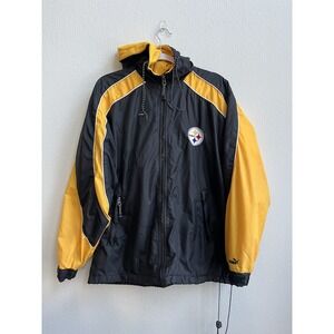 Pittsburgh Steelers Puma Zip Up Hooded Patch Jacket M Large Logo